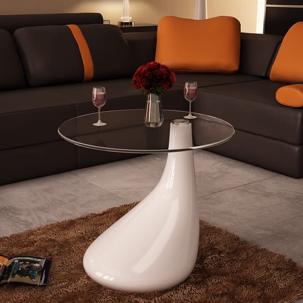 Coffee Table with Round Glass Top High Gloss , Furniture -> Tables -> Accent Tables -> Coffee Tables , Accent Tables -,Coffee Tables,Decor -,Easy Installation,eligant,Furniture -,glass,Home Decor,Interior Design,Modern Design,new-305021,Tables -,Unique De