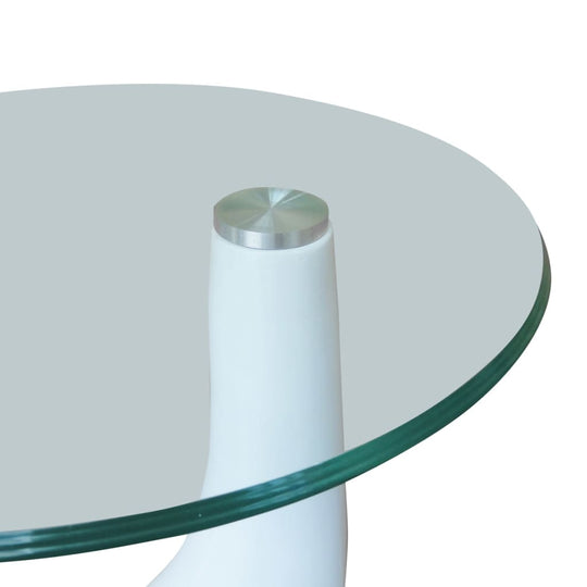 Coffee Table 2 pcs with Round Glass Top High Gloss , Furniture -> Tables -> Accent Tables -> Coffee Tables