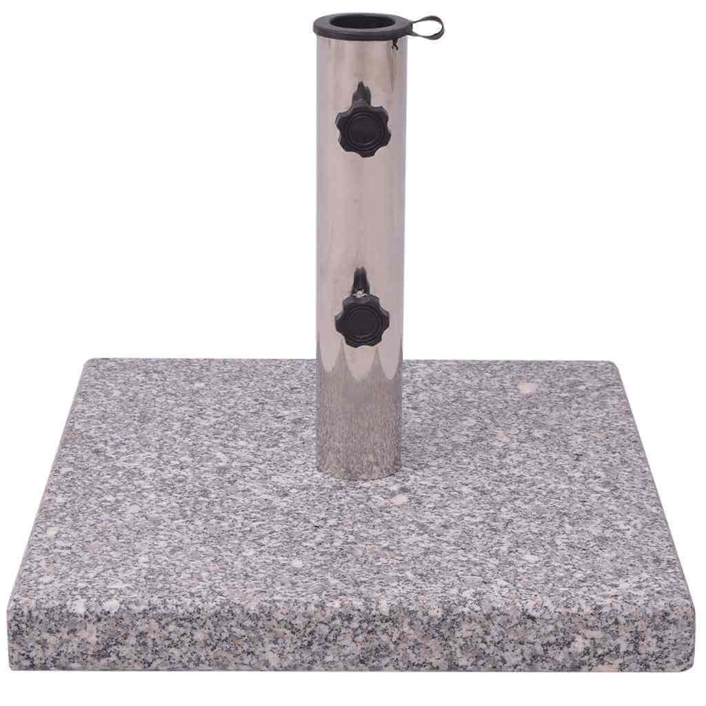 Granite Parasol Base Umbrella Holder 20kg with stainless steel pole and adjustable adapters.