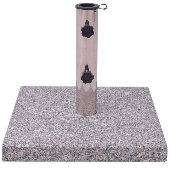 Granite Parasol Base Umbrella Holder 20kg with stainless steel pole and adjustable adapters.