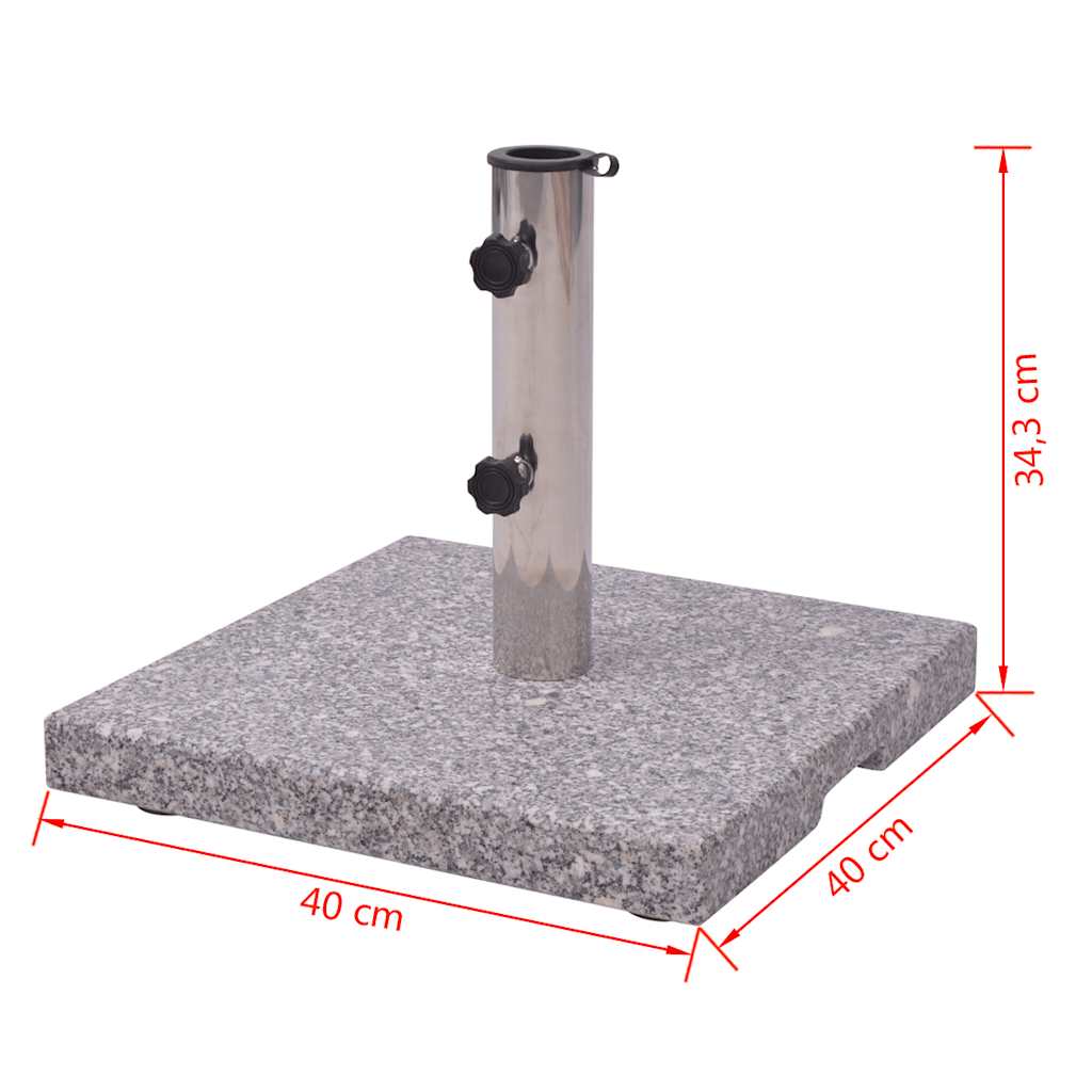Granite Parasol Base Umbrella Holder 20kg with metal pole and two adapters for stability and easy use.