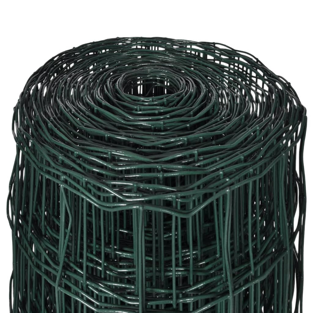 Rolled green PVC-coated euro fence wire for durable outdoor fencing and decoration.