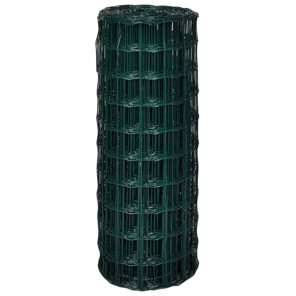 Euro fence roll in green, ideal for outdoor protection and decoration in gardens, farms, and industry.