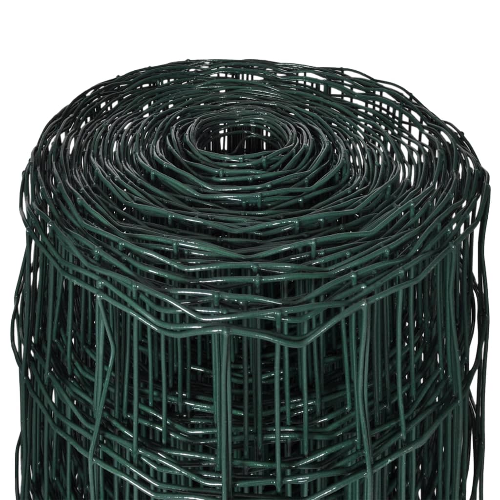 Rolled green Euro fence steel wire with PVC coating for outdoor protection and decoration.