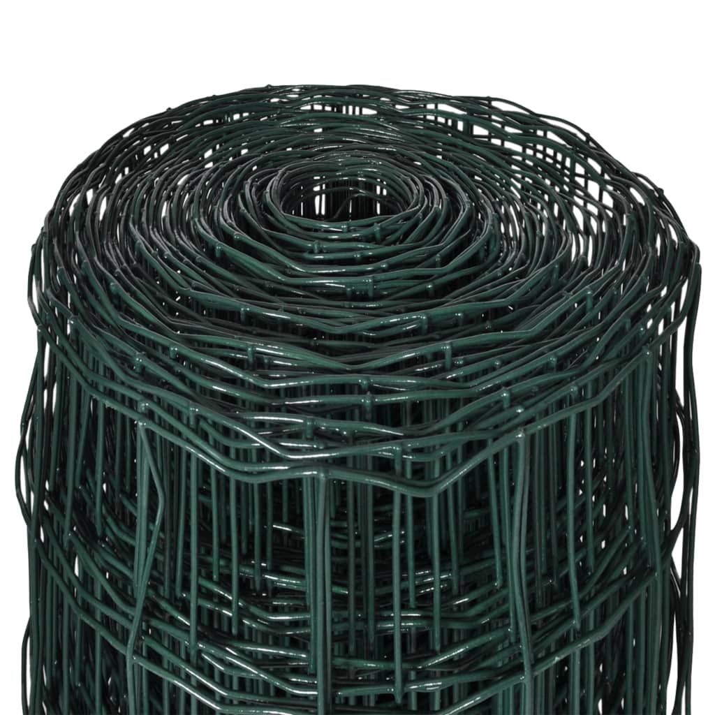 Rolled green Euro fence steel wire with PVC coating for outdoor protection and decoration. Suitable for gardens and farms.