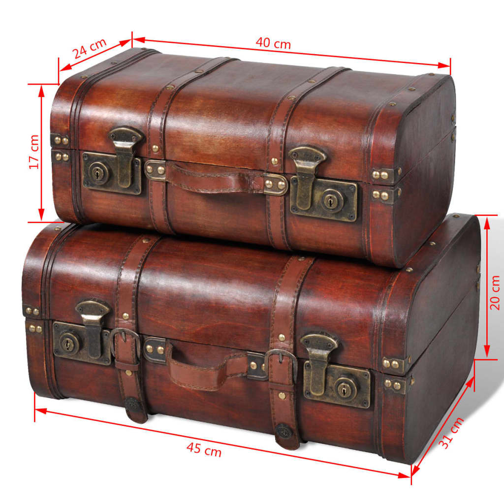 Wooden Treasure Chest 2 pcs Vintage , Furniture -> Cabinets & Storage -> Storage Chests