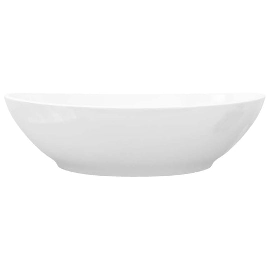 Luxury oval-shaped white ceramic basin sink, 40 x 33 cm, elegant design for modern bathrooms and washrooms.