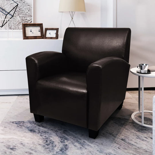 Stylish black sofa chair armchair in artificial leather, perfect for modern living and dining room settings.