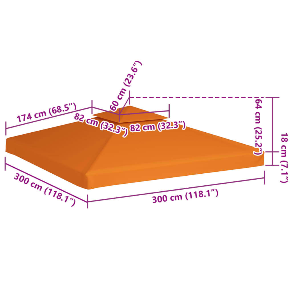 Gazebo Cover Canopy Replacement 310 g / m² Orange 3 x 3 m