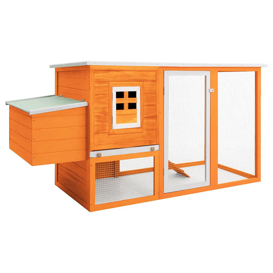 Outdoor Chicken Cage Hen House with Egg Cage Wood featuring durable pine wood and green waterproof roof for cozy chicken habitation.