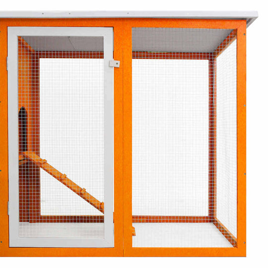 Outdoor Chicken Cage Hen House with Egg Cage Wood featuring a durable pine wood structure and waterproof roof for comfort.