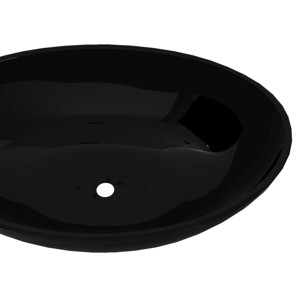 Luxury Ceramic Basin Oval-shaped Sink Black 40 x 33 cm