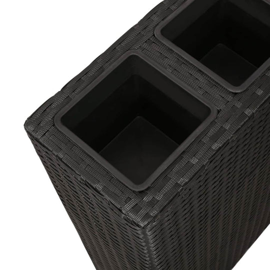 Garden Raised Bed with 4 Pots Poly Rattan Black