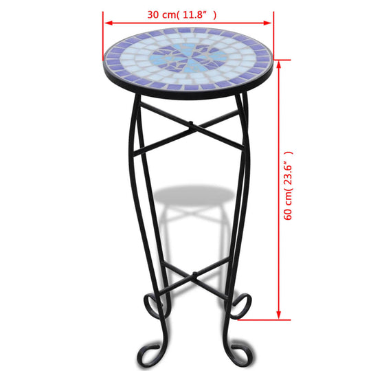 Mosaic Side Table Plant Table White