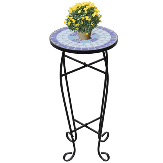 Mosaic Side Table Plant Table White