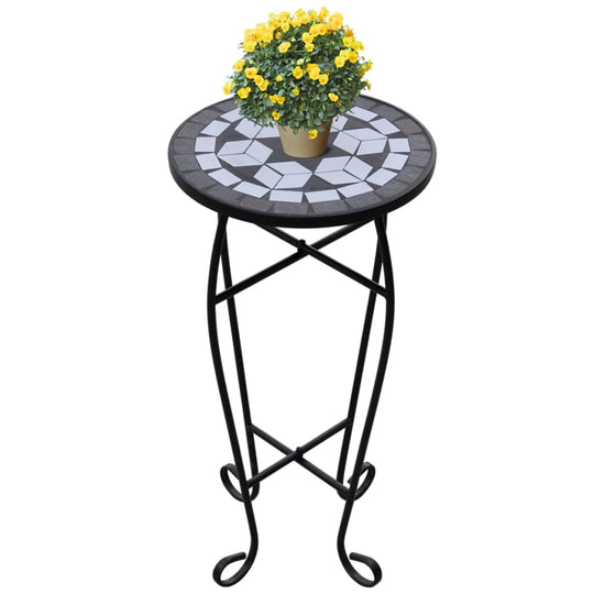 Side Table Plant Table White Mosaic 