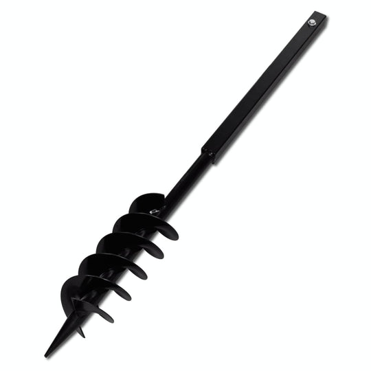 Ground drill with handle, 100 mm auger bit, black steel, designed for digging holes and aerating soil easily.