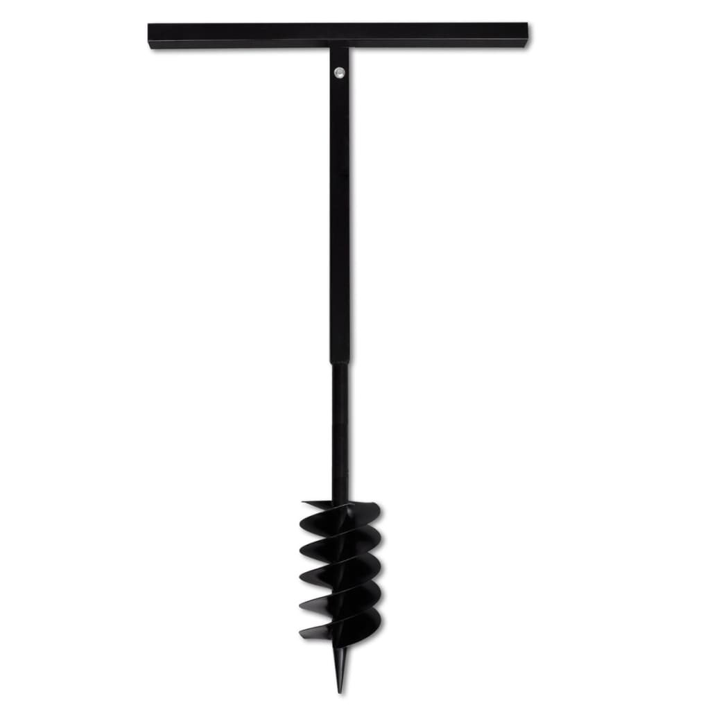 Ground Drill with Handle Auger Bit Double Spirals Steel Black for efficient hole digging and soil aeration.
