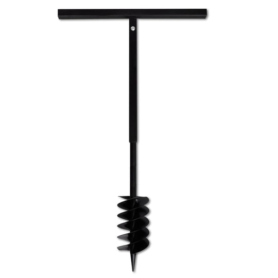 Ground Drill with Handle Auger Bit Double Spirals Steel Black for efficient hole digging and soil aeration.