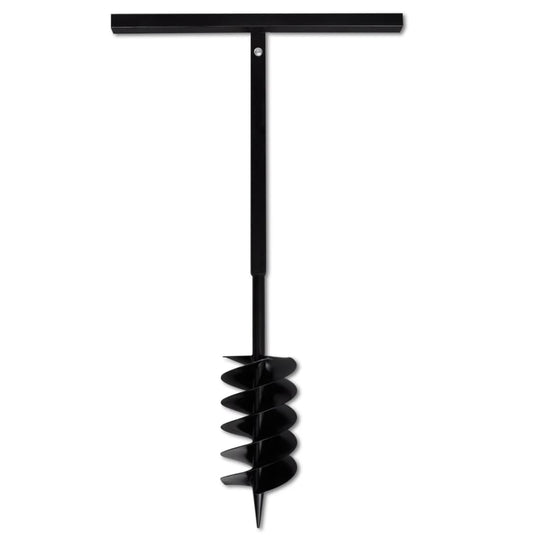 Ground Drill with Handle Auger Bit 150 mm Three Spirals Steel Black