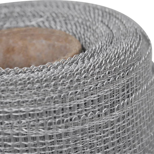 Silver aluminium mesh roll, 100x500 cm, ideal for insect screens, cages, and DIY projects. Durable and rust resistant.