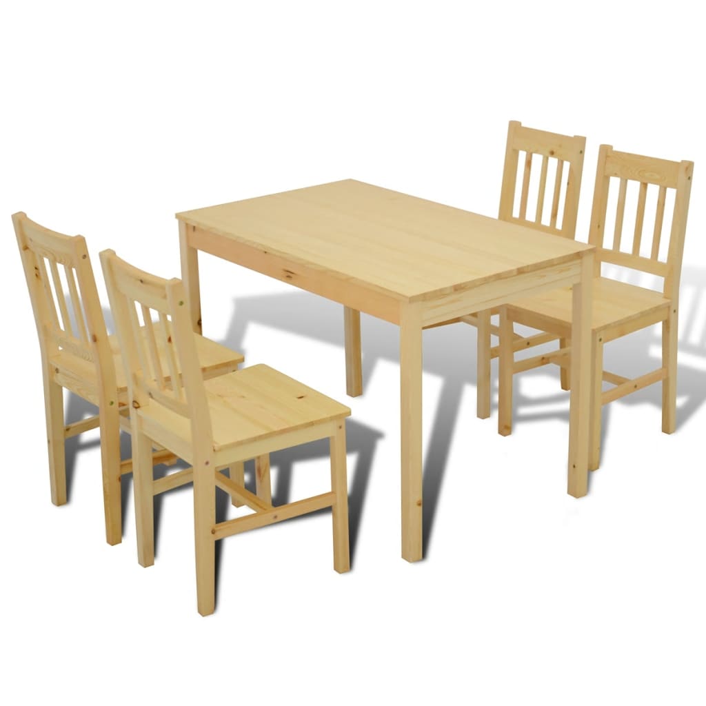 Dining Set 5 Pieces Pine Wood Natural , Furniture -> Furniture Sets -> Kitchen & Dining Furniture Sets , Chairs -,Furniture -,Furniture Sets -,Kitchen & Dining -,Kitchen & Dining Furniture Sets,Kitchen & Dining Room Chairs,Kitchen & Dining Room Tables,new