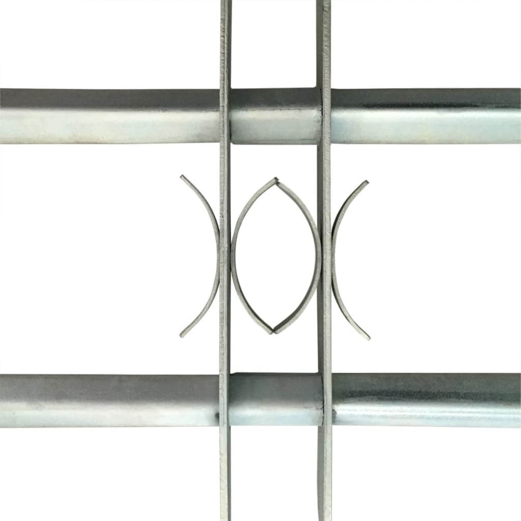 Close-up of adjustable security grille with 2 crossbars, made of solid galvanised steel for enhanced window security.