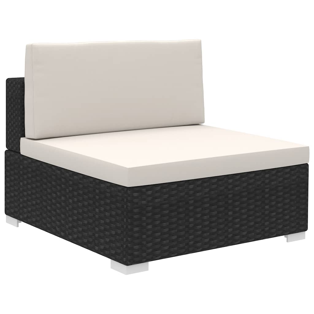  Piece Garden Lounge Outdoor furniture: black polyrattan lounge chair with cream cushions, perfect for gardens and patios.