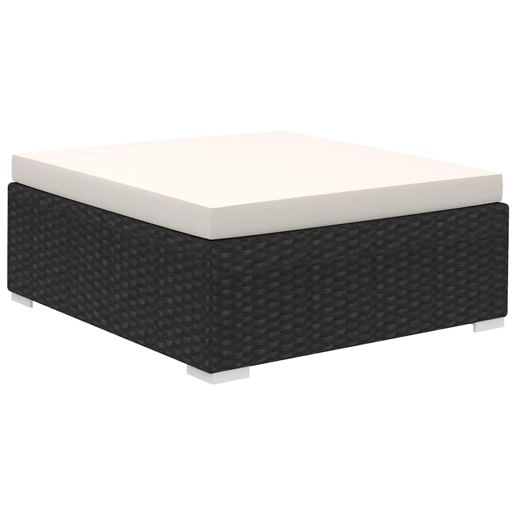  Piece Garden Lounge Outdoor furniture: Stylish black poly rattan coffee table with cream cushion for garden or patio use.