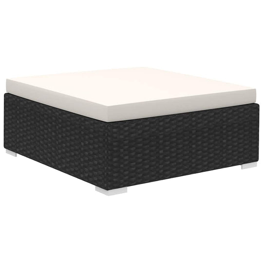  Piece Garden Lounge Outdoor furniture: Stylish black poly rattan coffee table with cream cushion for garden or patio use.