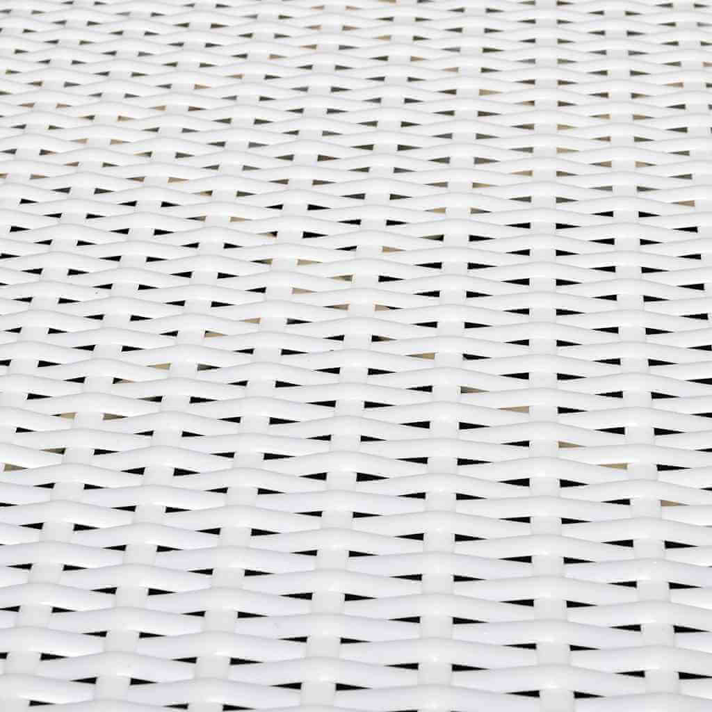 Piece Garden Lounge Close-up of white poly rattan weave, highlighting durable outdoor furniture material for garden lounge sets.