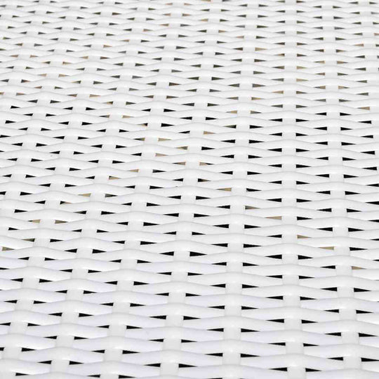 Piece Garden Lounge Close-up of white poly rattan weave, highlighting durable outdoor furniture material for garden lounge sets.