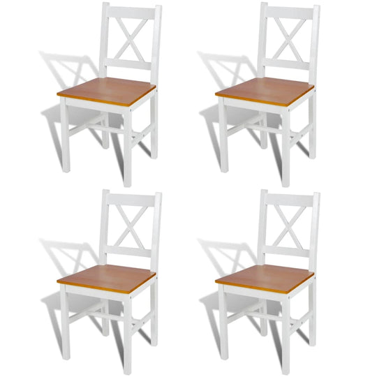Dining Chairs 4 pcs Pinewood, white chairs, solid pine wood frame, set of four, ergonomic design, elegant for dining rooms, easy to clean