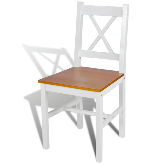 White wooden dining chair part of Dining Chairs 4 pcs Pinewood set, solid pine construction with a smooth paint finish.