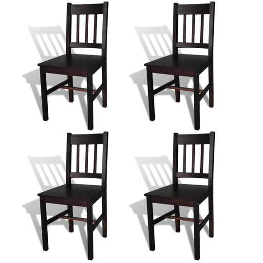 Dining Chairs 4 pcs Dark Brown Pinewood