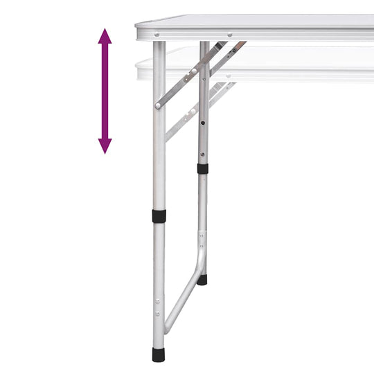Foldable Camping Table Height Adjustable Aluminium with adjustable height legs for versatile use.
