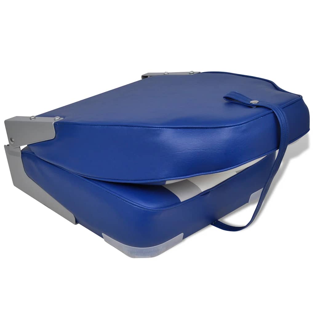 Foldable Boat Chair High Backrest in blue color with a foldable design and compression foam padding for comfort and easy storage on boats.