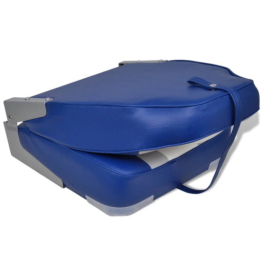 Foldable Boat Chair High Backrest in blue color with a foldable design and compression foam padding for comfort and easy storage on boats.