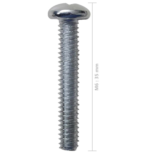 M6 35mm metal bolt screw with rounded head and threaded body