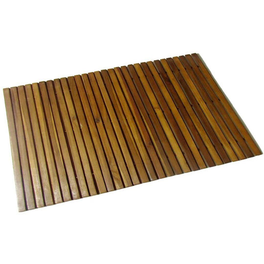 Acacia Bath Mat made of high-quality acacia wood, suitable for bathrooms and saunas, featuring non-skid rubber backing.