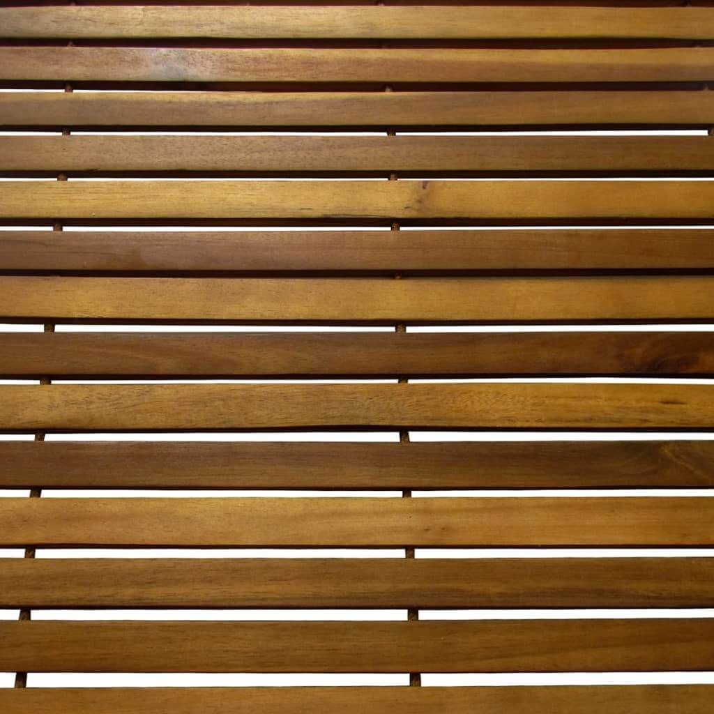 Close-up view of an Acacia Bath Mat showcasing its high-quality wooden slats and varnished finish.