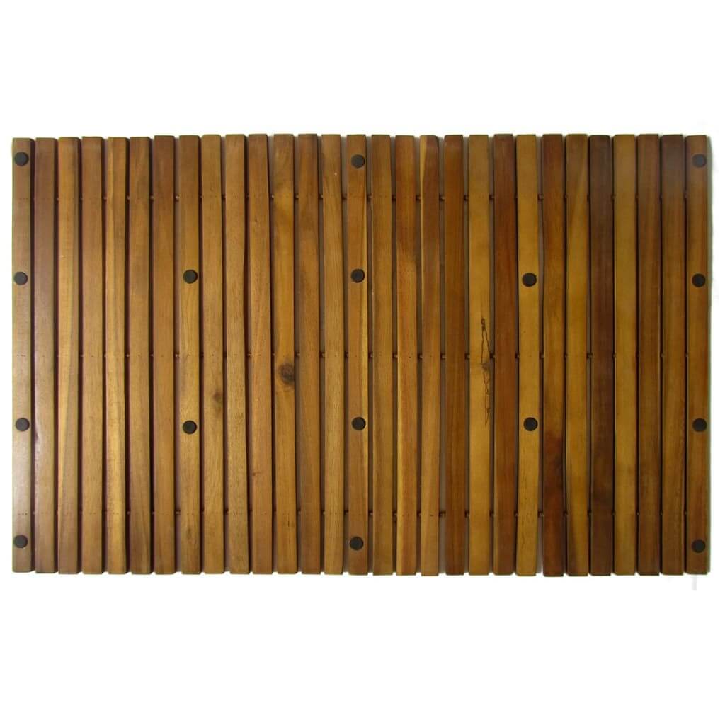 Acacia Bath Mat made of high-quality acacia wood with non-skid rubber backing for safety and durability.