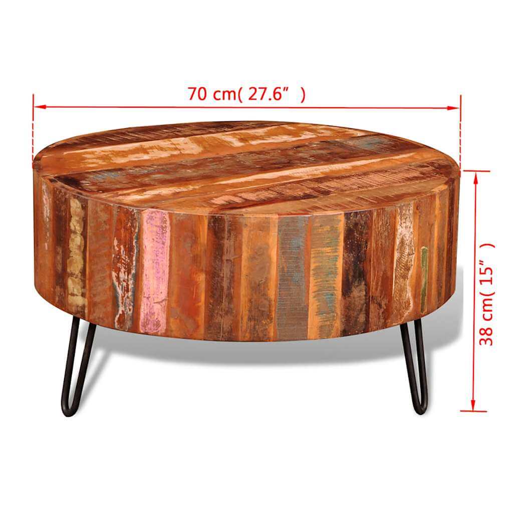 VidaXL Coffee Table Solid Reclaimed Wood Round