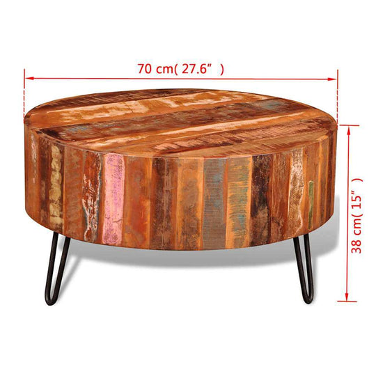 VidaXL Coffee Table Solid Reclaimed Wood Round