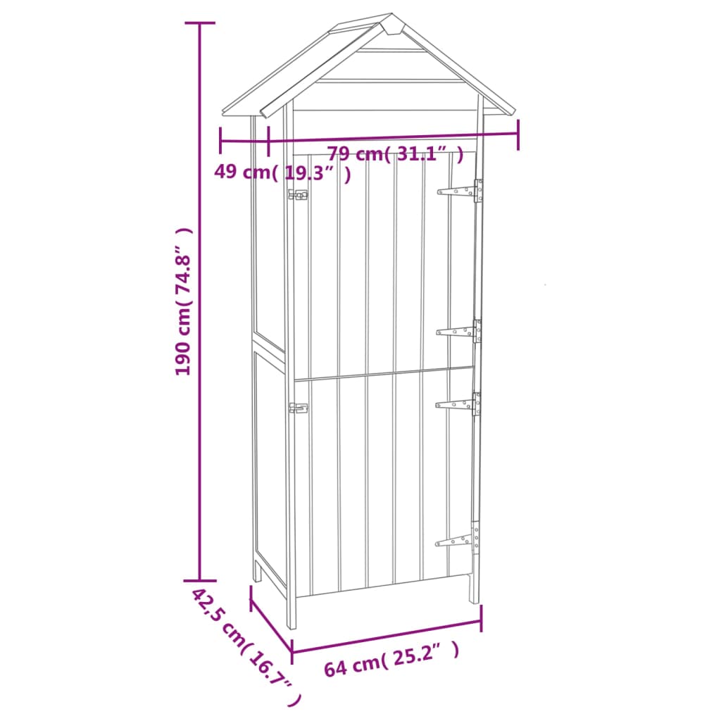 Garden Storage Cabinet 42.5x64x190 cm , Furniture -> Outdoor Furniture -> Outdoor Storage Boxes , Durable,Furniture -,Home & Garden -,Modern Design,new-305021,Outdoor Furniture -,Outdoor Storage Boxes,Wooden Furniture