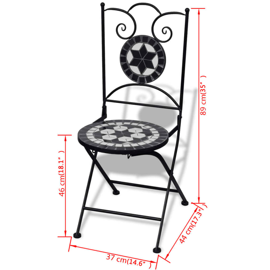 طقم بيسترو من 3 قطع، بلاط سيراميك أبيض