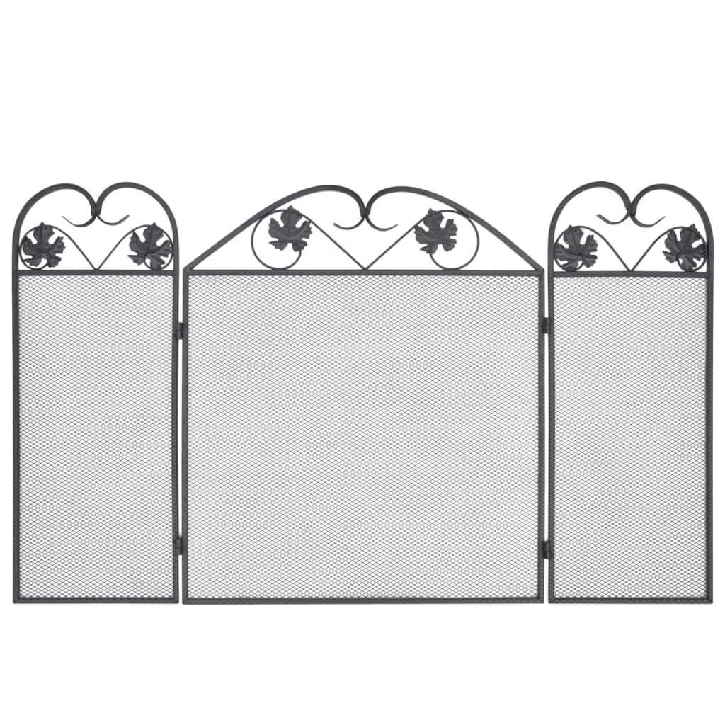 3-panel Fireplace Screen Iron Black