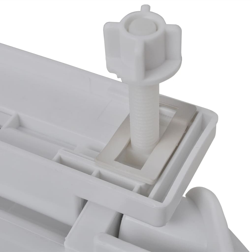 Close-up of soft-close toilet seat mounting mechanism, showcasing durable polypropylene construction for easy assembly.