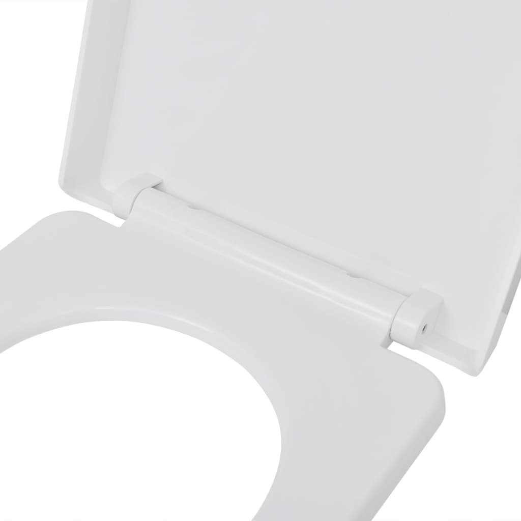 Soft-close Toilet Seat with Quick-release Design  Square top view of the hinge and lid.