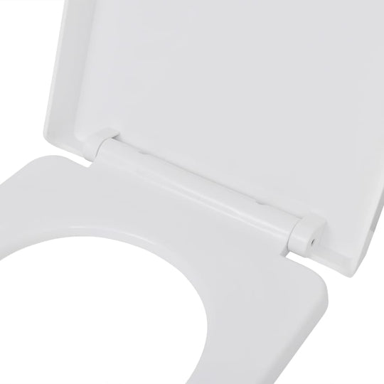 Soft-close Toilet Seat with Quick-release Design  Square top view of the hinge and lid.